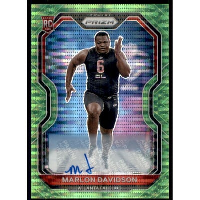 2020 Panini Prizm Rookie Autographs Prizms Neon Green Pulsar #347 Marlon Davidson