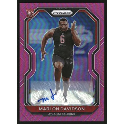 2020 Panini Prizm Rookie Autographs Prizms Pink #347 Marlon Davidson