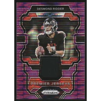 2023 Panini Prizm Premier Jerseys Purple Pulsar #29 Desmond Ridder