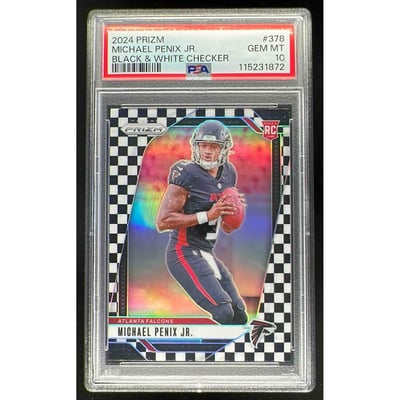 2024 Panini Prizm Black and White Checker Prizm #378 Michael Penix Jr. RC PSA 10