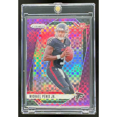 2024 Panini Prizm Purple Power Prizm #378 Michael Penix Jr. RC /49