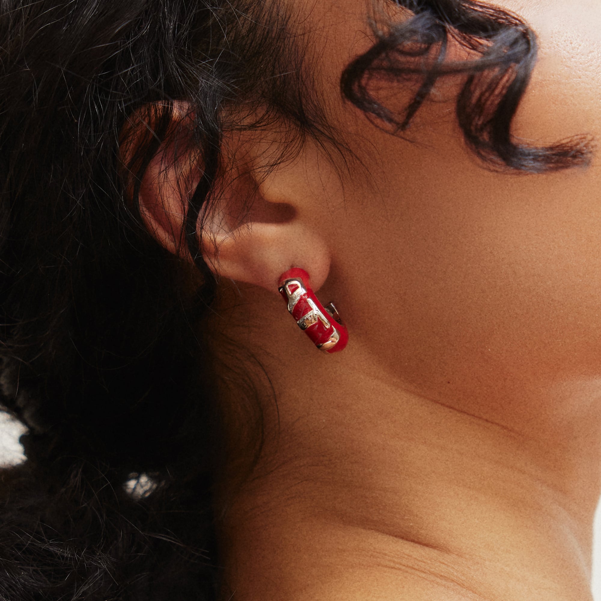 BaubleBar Atlanta Falcons Puffy Enamel Hoop Earrings