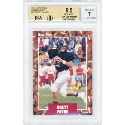 Brett Favre Atlanta Falcons Autographed 1991 Star Pics Autographs #65 BGS Authenticated 9.5/7 Rookie Card