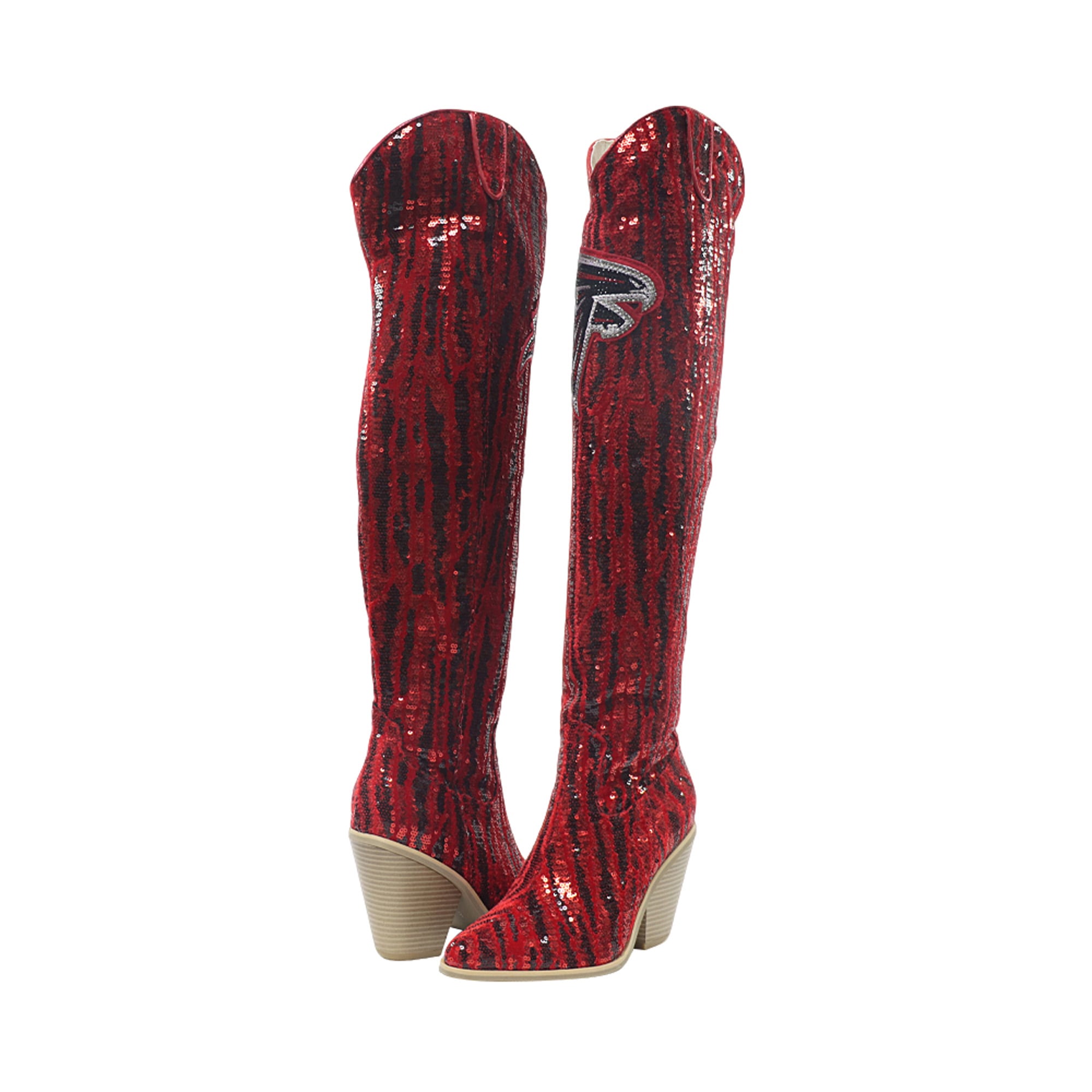 Cuce Atlanta Falcons Over-the-Knee Two-Tone Sequin Boots