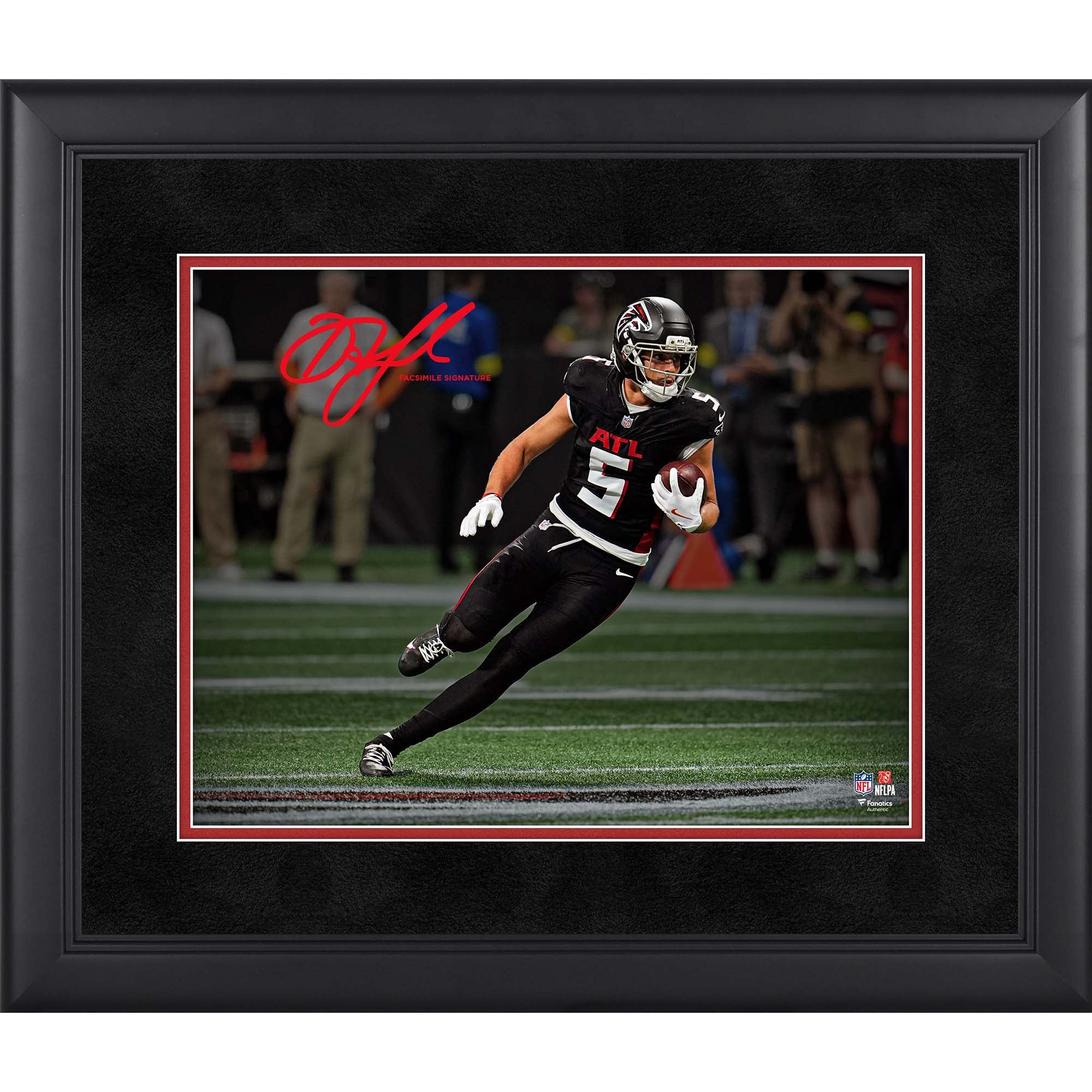 Photo encadrée avec signature fac-similé de Drake London, joueur des Atlanta Falcons, format 11 x 14 pouces.