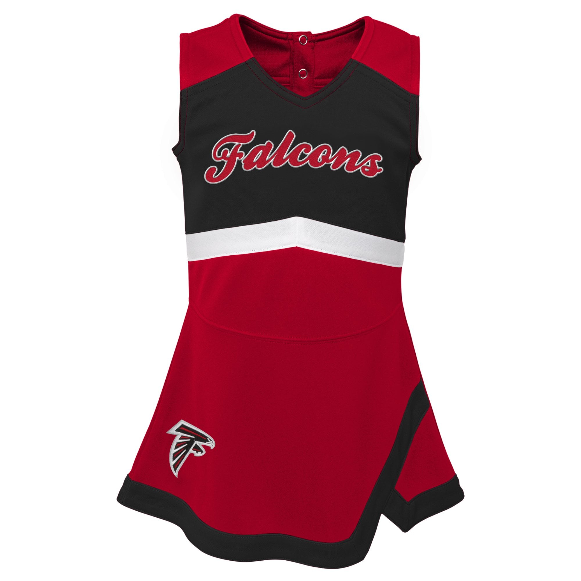 Ensemble robe et bloomer rouge à col en V pour petites filles Outerstuff, motif capitaine des pom-pom girls Falcons d'Atlanta