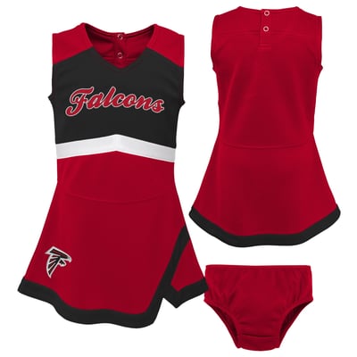 Atlanta Falcons Girls Toddler Cheer Captain V-Neck Dress with Bloomers - Red