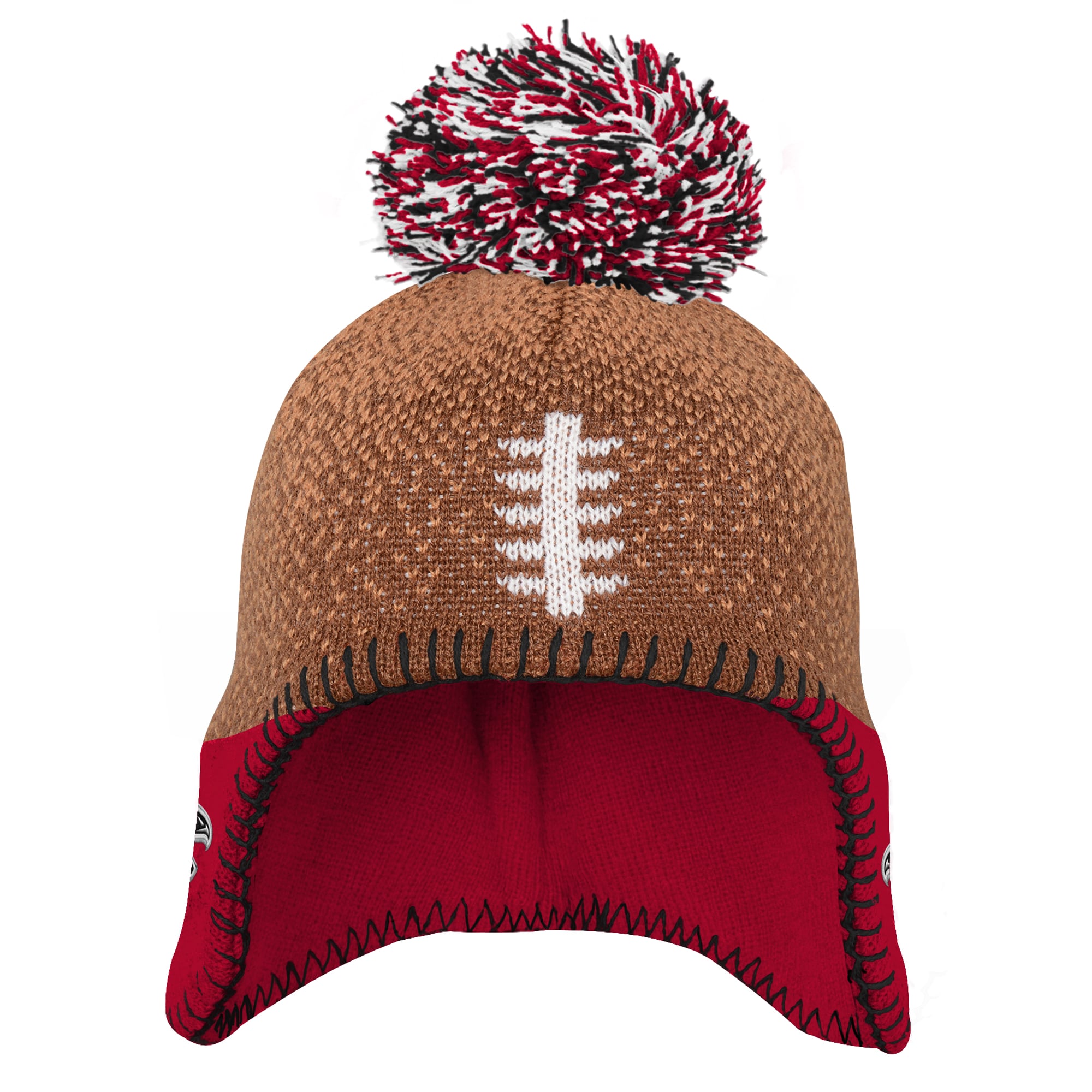 Bonnet tricoté marron à pompon, motif tête de football des Falcons d'Atlanta, pour bébé Outerstuff