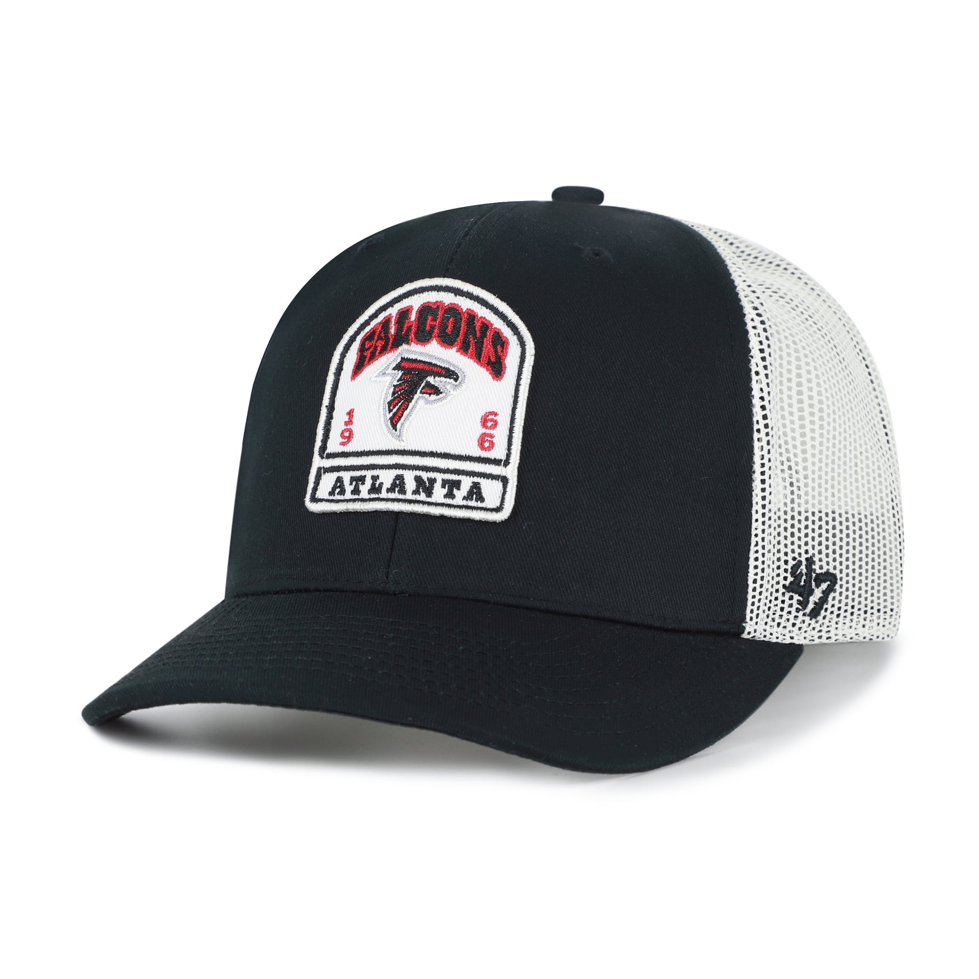 Casquette trucker ajustable pour homme, modèle '47 Atlanta Falcons, noire, avec pierre tombale