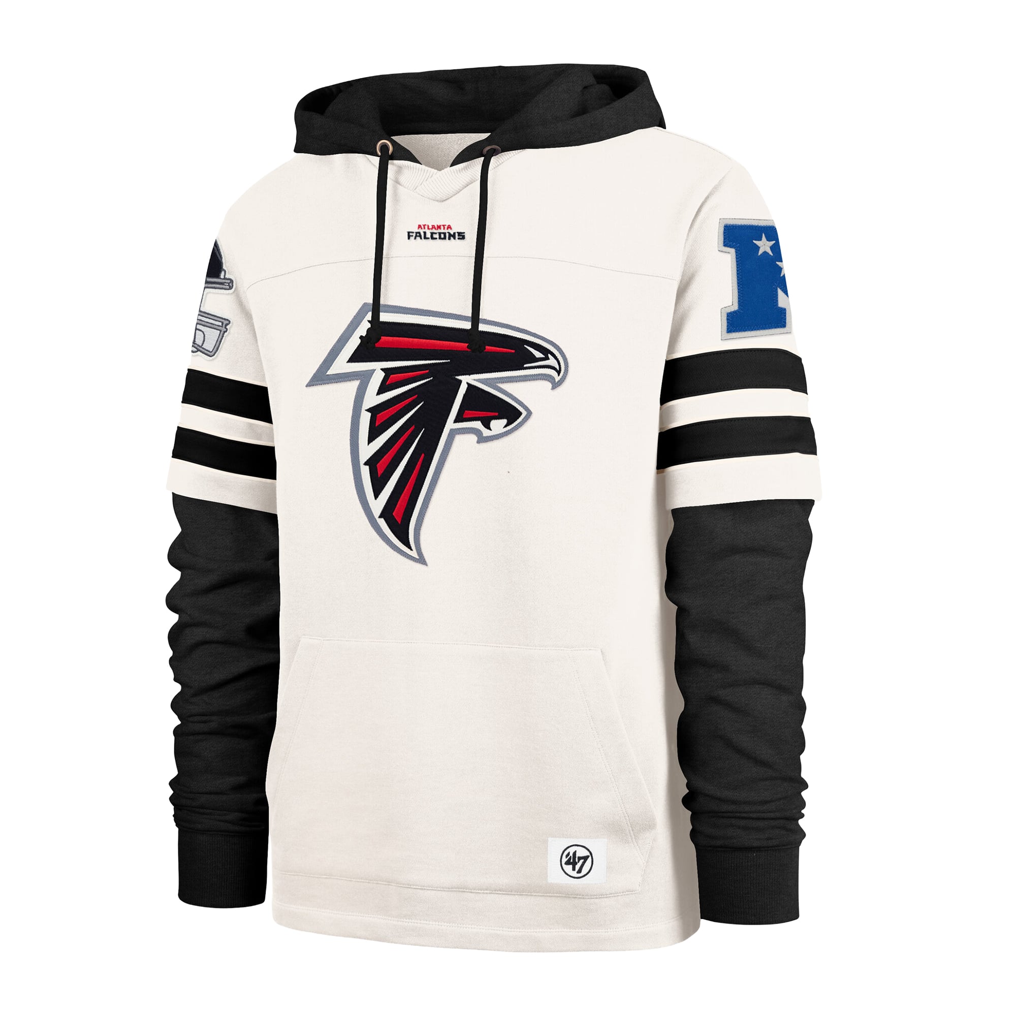 Men's '47  Cream Atlanta Falcons Split Zone Cornerback Duo Lacer Hoodie