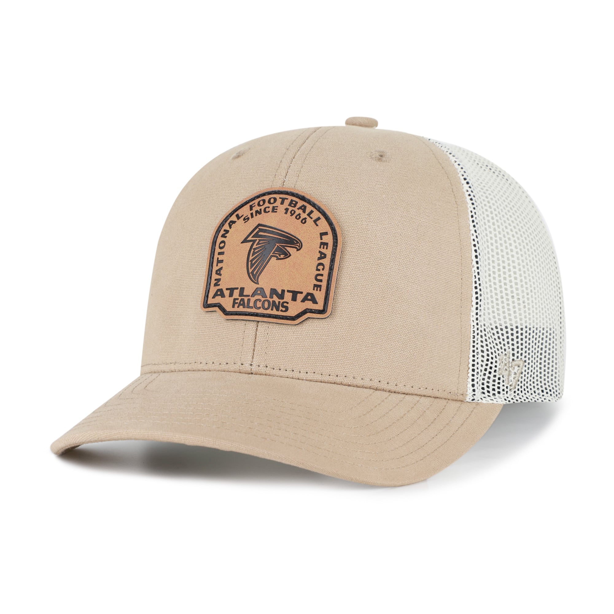 Casquette trucker ajustable en cuir kaki Atlanta Falcons '47 pour homme