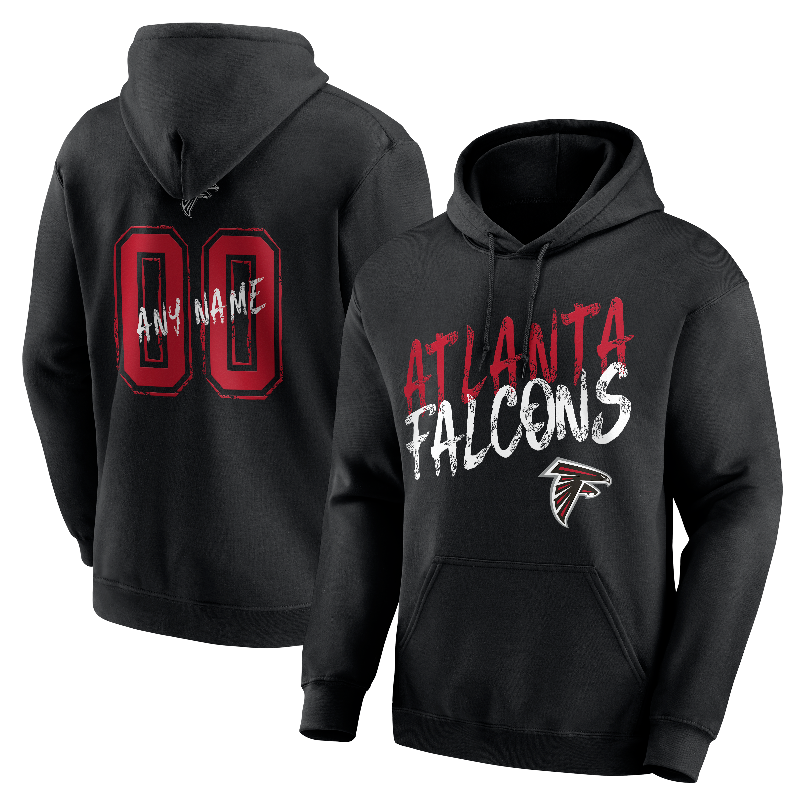 Men's Black Atlanta Falcons Hustle Personalized Name & Number Hoodie