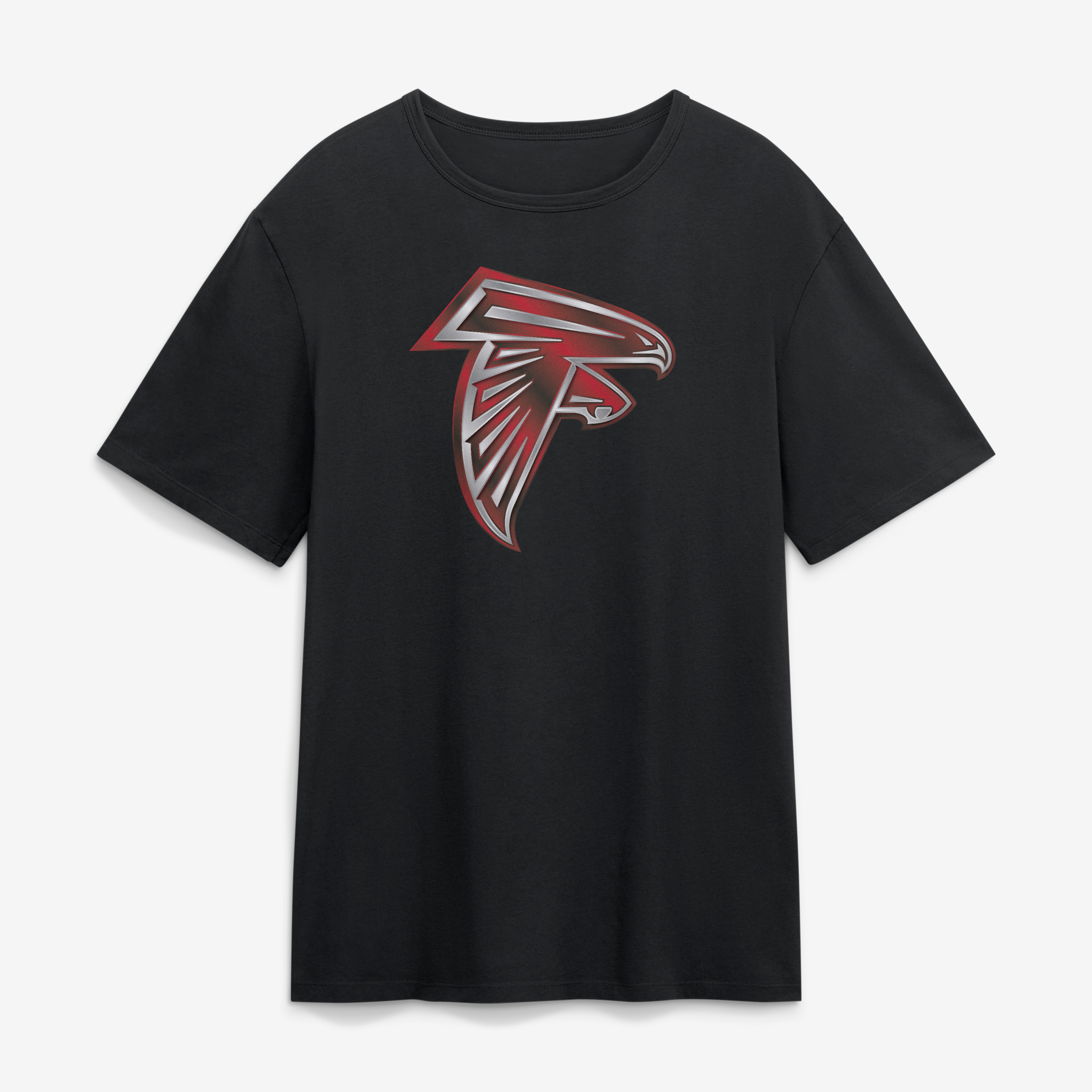 T-shirt noir pour homme avec mascotte métallique des Falcons d'Atlanta
