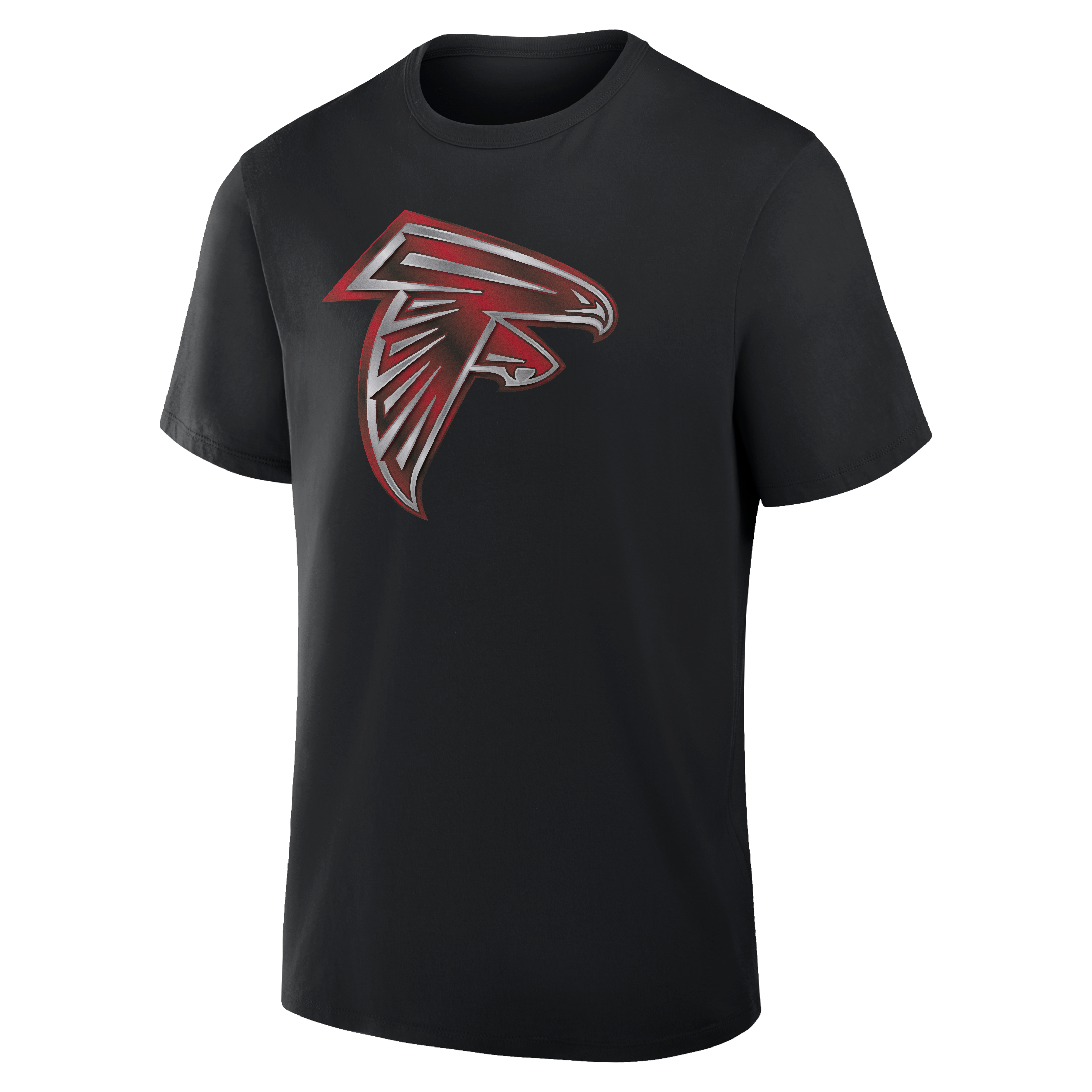 T-shirt noir pour homme avec mascotte métallique des Falcons d'Atlanta