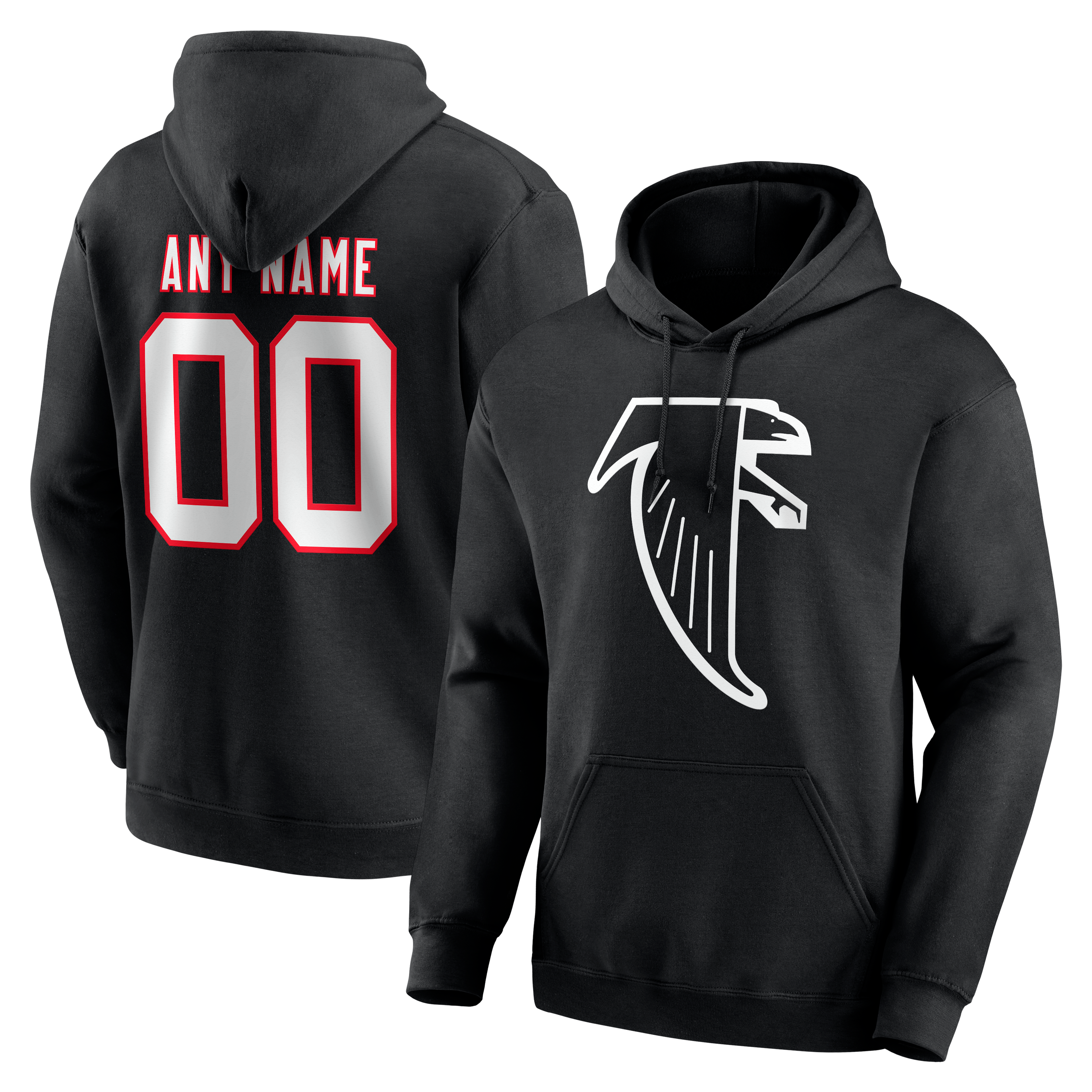 Men's Black Atlanta Falcons Team Authentic Classic Personalized Name & Number Hoodie
