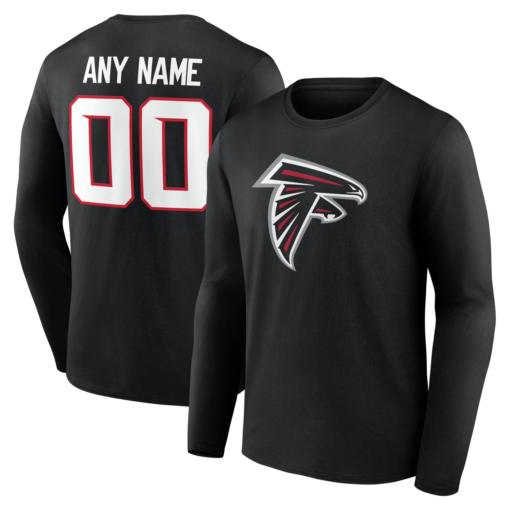 Men's Atlanta Falcons Team Authentic Personalized Name & Number Long Sleeve T-Shirt