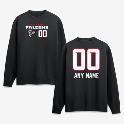 Atlanta Falcons  Touchdown Wordmark Personalized Name & Number Sweatshirt - Black