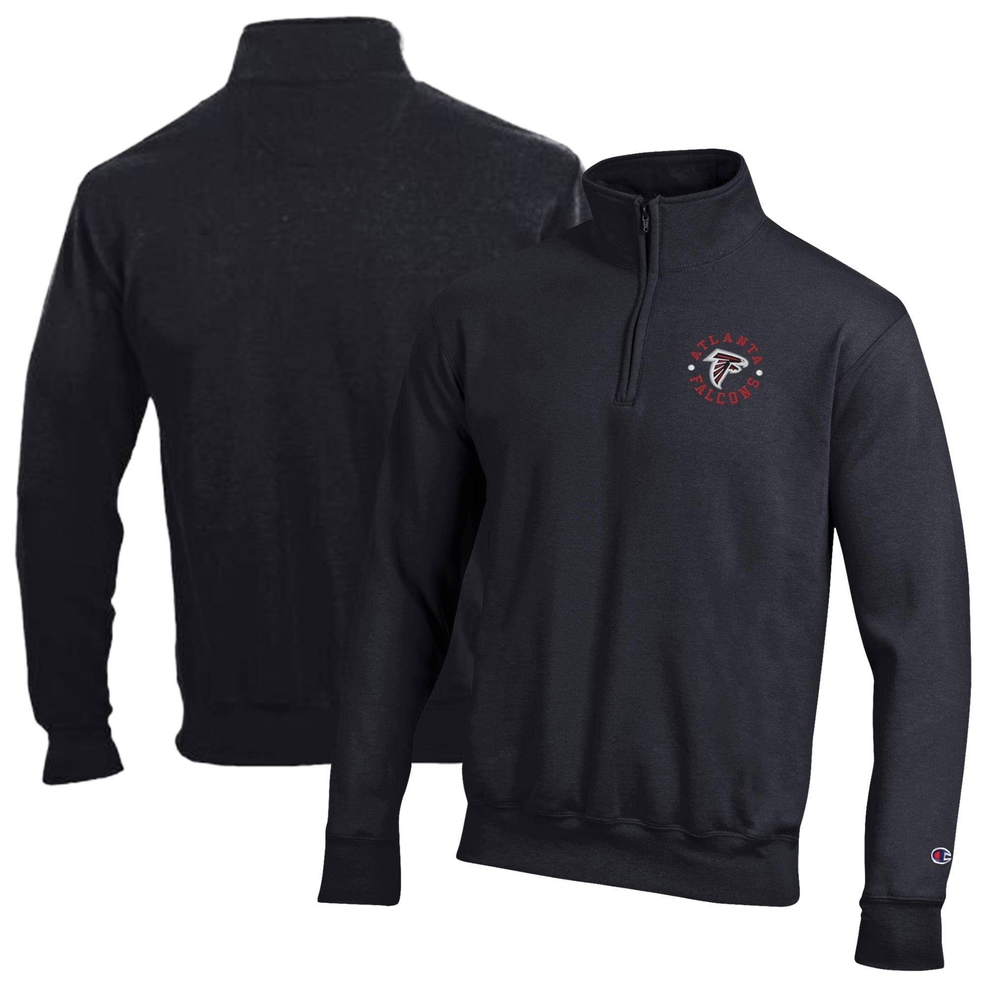 Men's Champion Black Atlanta Falcons Powerblend Quarter-Zip Pullover