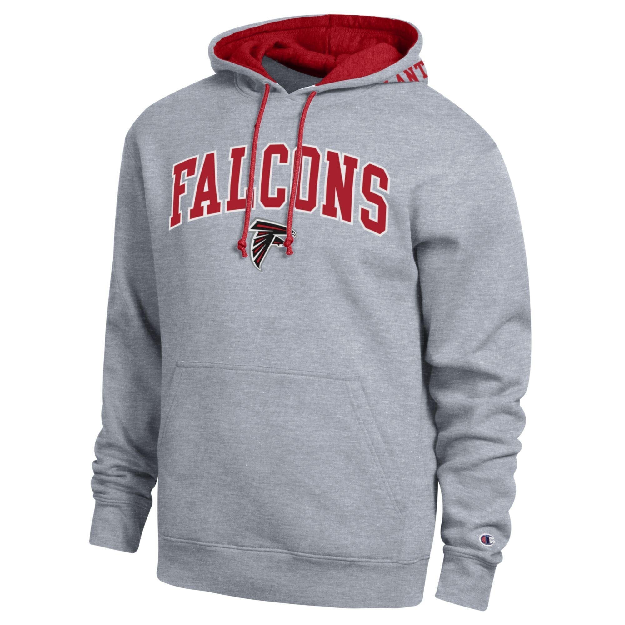 Men's Champion  Heather Gray/Red Atlanta Falcons Contrast Hoodie