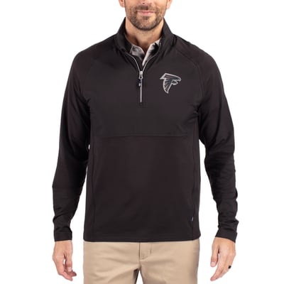 Atlanta Falcons Cutter & Buck Adapt Eco Knit Hybrid Recycled Quarter-Zip Raglan Jacket - Black