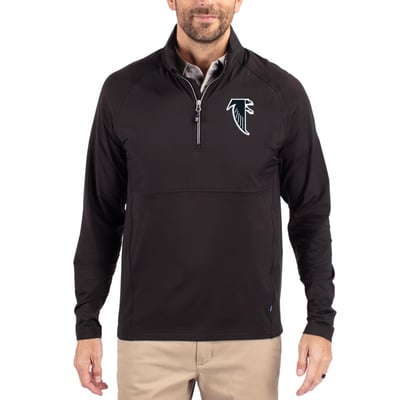 Atlanta Falcons Cutter & Buck Adapt Eco Knit Hybrid Recycled Quarter-Zip Throwback Pullover Top - Black
