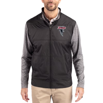 Atlanta Falcons Cutter & Buck Stealth Hybrid Quilted DryTec Full-Zip Windbreaker Jacket - Black