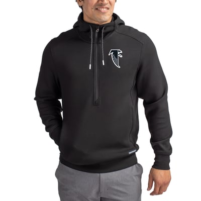 Atlanta Falcons Cutter & Buck Throwback Roam Eco Half-Zip Recycled Pullover Hoodie - Black