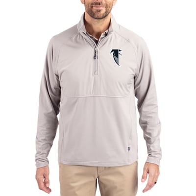 Atlanta Falcons Cutter & Buck Adapt Eco Knit Hybrid Recycled Quarter-Zip Throwback Pullover Top - Gray