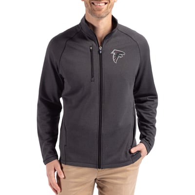 Atlanta Falcons Cutter & Buck Peshastin Eco Fleece Recycled Raglan Tri-Blend Full-Zip Jacket -  Heather Black