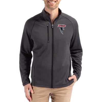 Atlanta Falcons Cutter & Buck Peshastin Eco Fleece Recycled Raglan Tri-Blend Full-Zip Jacket -  Heather Black