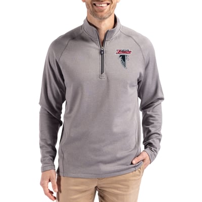 Atlanta Falcons Cutter & Buck Peshastin Eco Fleece Tri-Blend Raglan Recycled Quarter-Zip Jacket -  Heather Gray