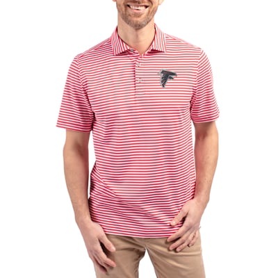 Atlanta Falcons Cutter & Buck Virtue Eco Pique Stripe Recycled Polo - Red