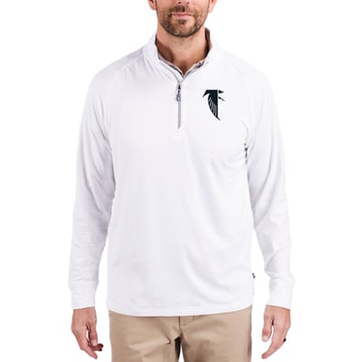 Atlanta Falcons Cutter & Buck Adapt Eco Knit Stretch Recycled Quarter-Zip Throwback Pullover Top - White
