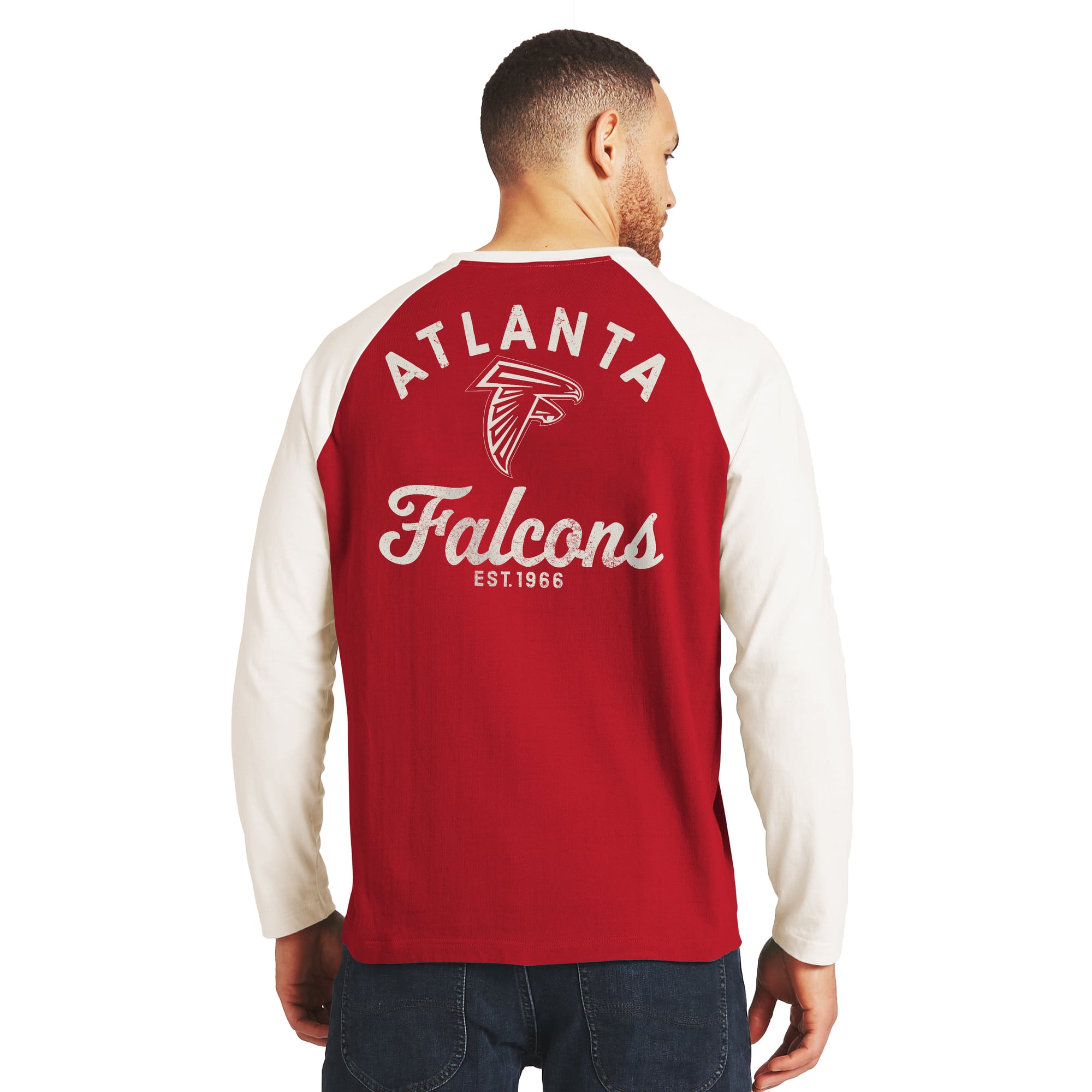 T-shirt Henley à manches longues rouge/crème Atlanta Falcons de la collection Darius Rucker pour homme par Fanatics