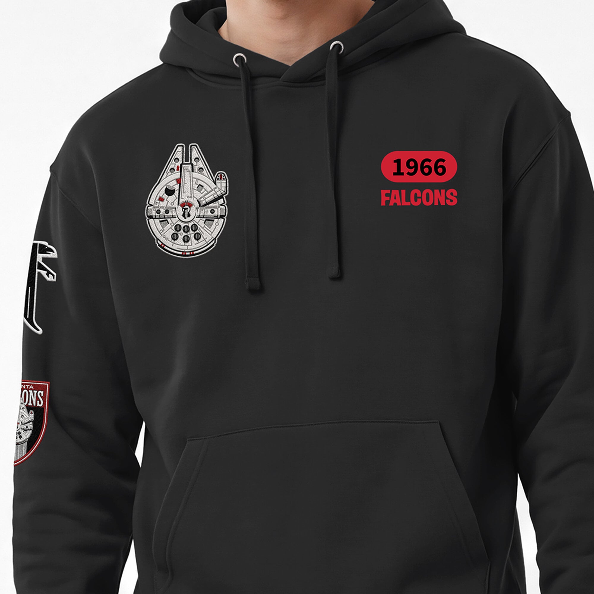 Sweat à capuche All-Star noir Disney x Champion Atlanta Falcons Millennium Falcon pour homme