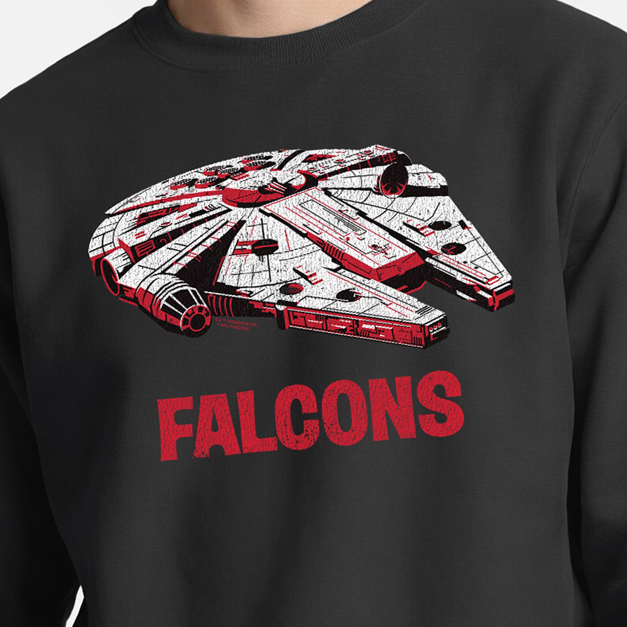 Sweat-shirt homme Disney x Champion noir Atlanta Falcons Millennium Falcon Powerblend