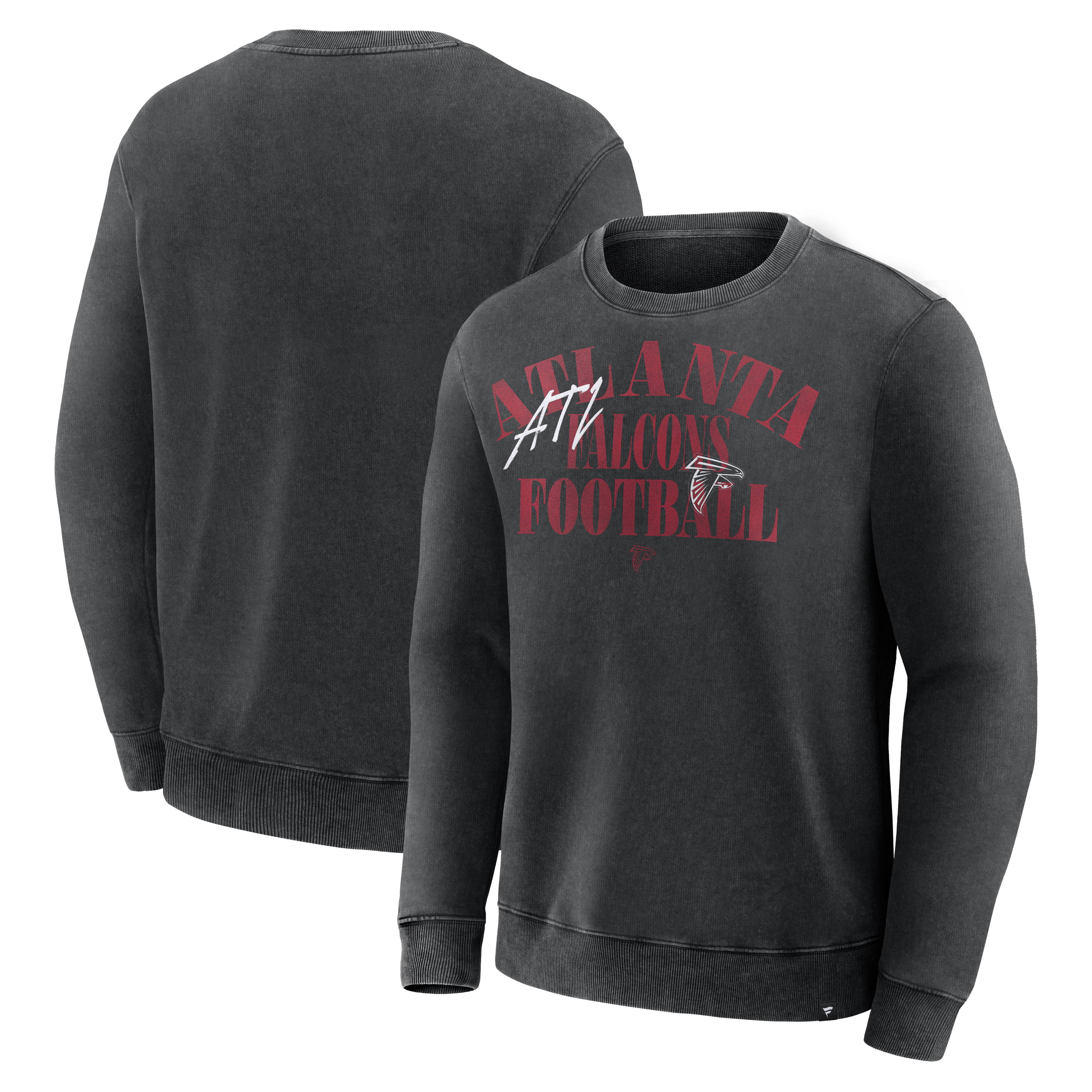 Sweat-shirt Fanatics noir pour homme, modèle Atlanta Falcons, mi-temps, coupe décontractée, en molleton épais.