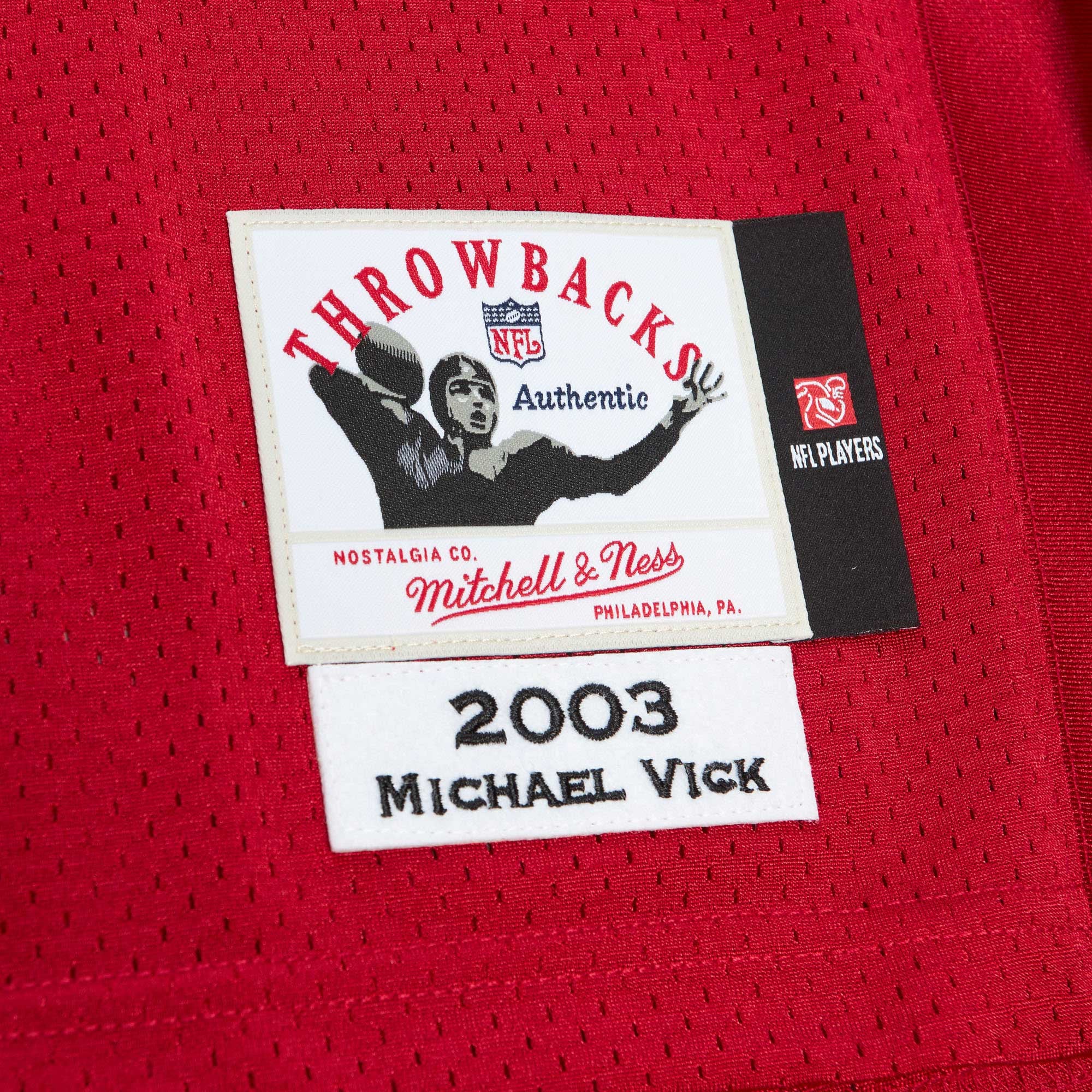 Men's Mitchell & Ness Michael Vick Red Atlanta Falcons 2003 Authentic Throwback Retired Player Jersey