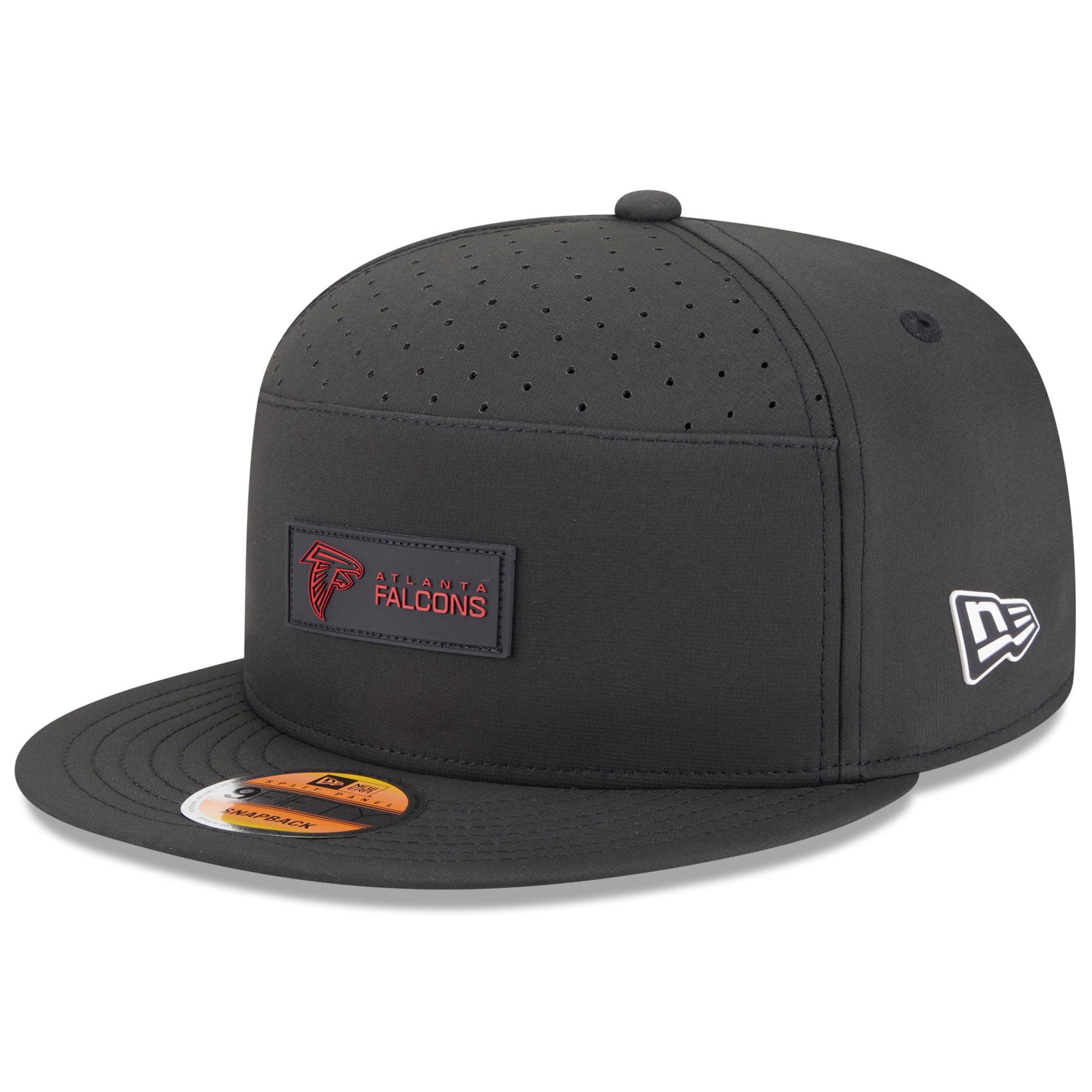 Casquette snapback 9FIFTY noire New Era pour homme, modèle Atlanta Falcons 2025, avec panneau fendu sur le côté