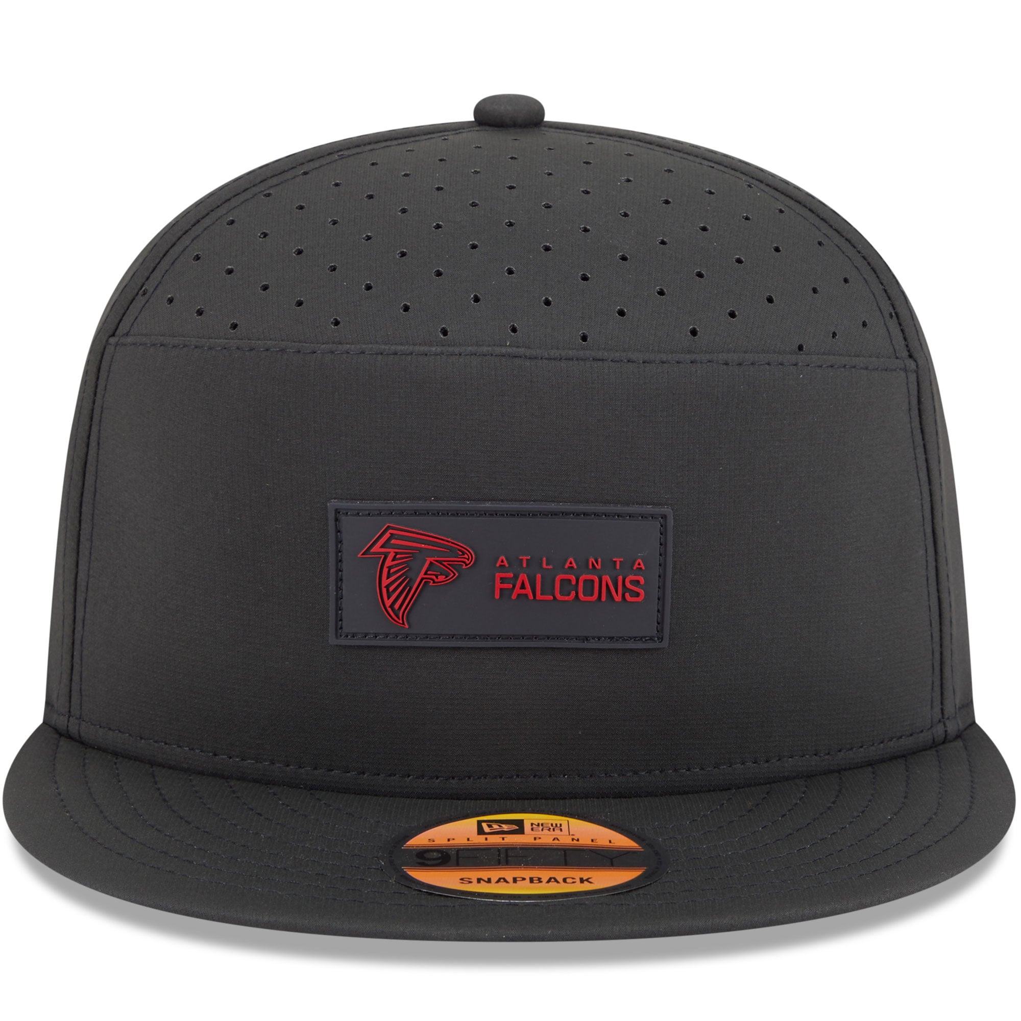 Casquette snapback 9FIFTY noire New Era pour homme, modèle Atlanta Falcons 2025, avec panneau fendu sur le côté