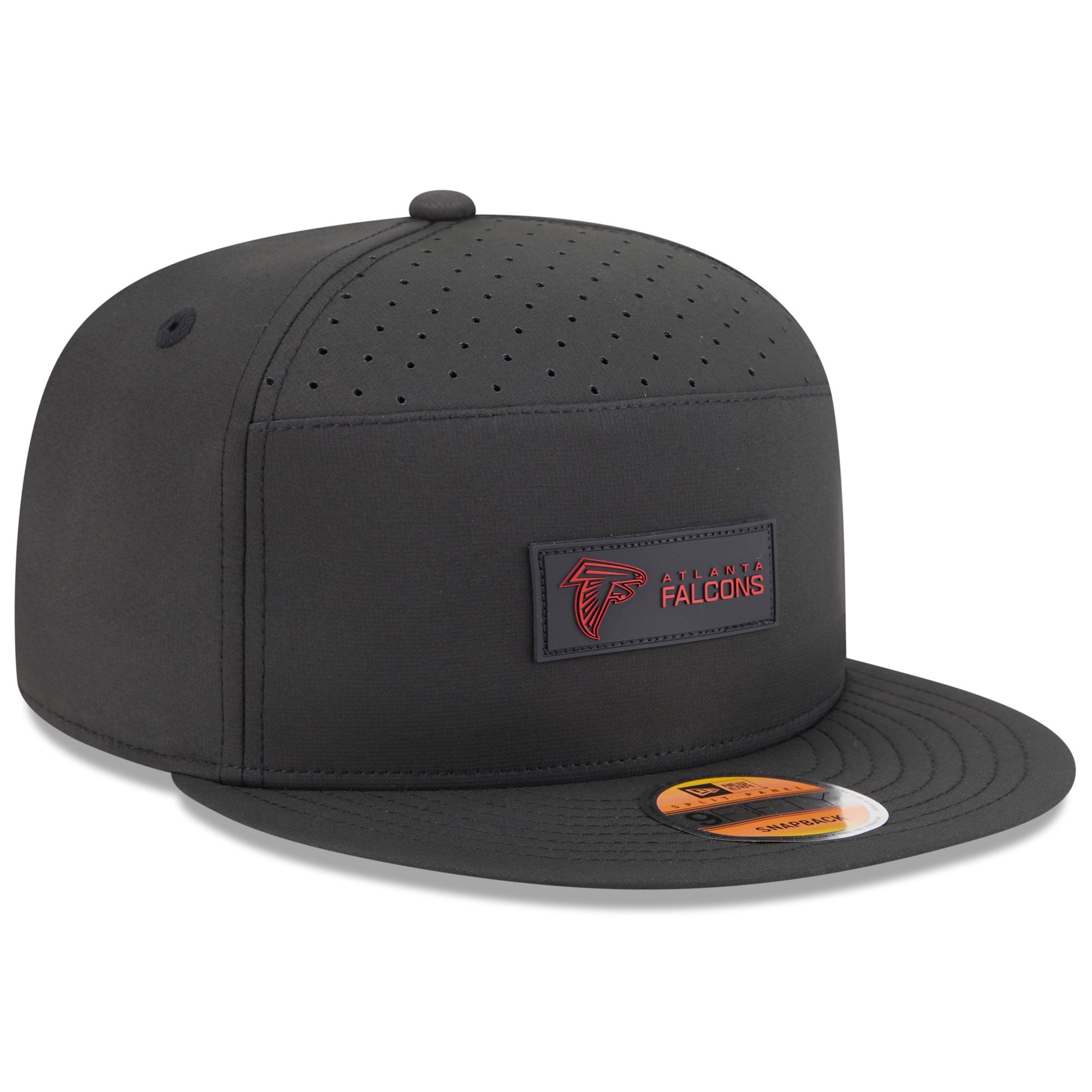 Casquette snapback 9FIFTY noire New Era pour homme, modèle Atlanta Falcons 2025, avec panneau fendu sur le côté
