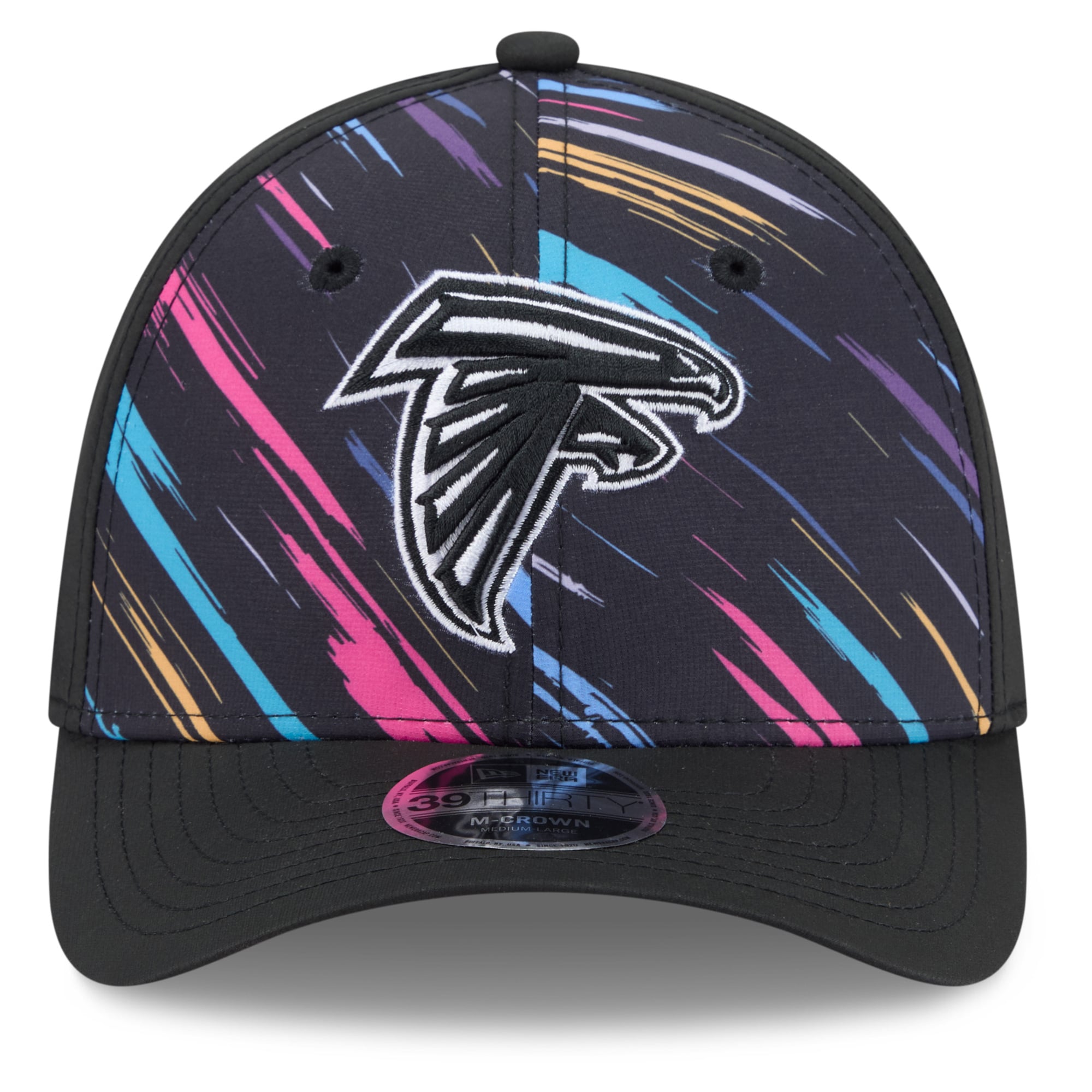 Men's New Era Black Atlanta Falcons 2026 NFL Crucial Catch 39THIRTY M-Crown Stretch Hat