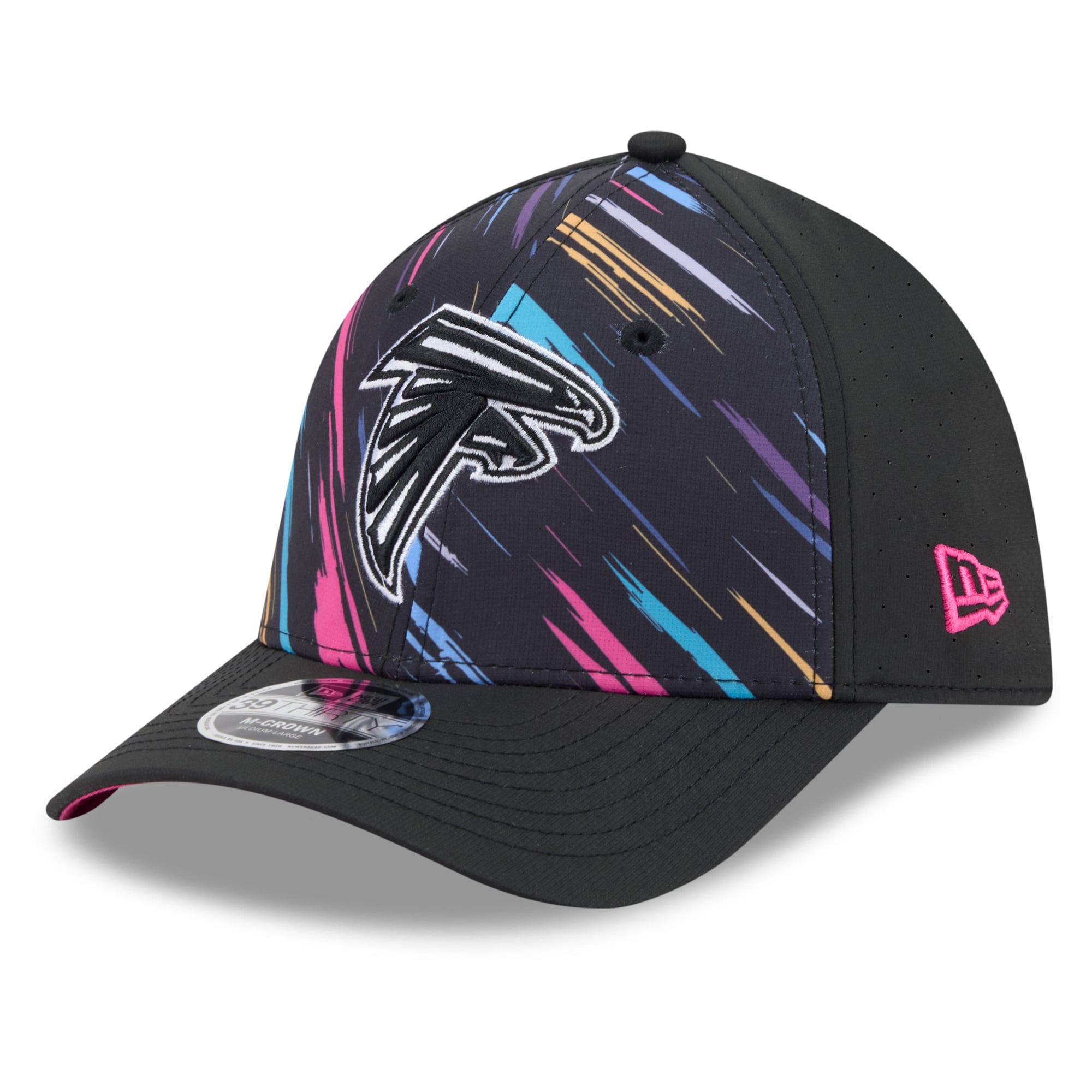 Men's New Era Black Atlanta Falcons 2026 NFL Crucial Catch 39THIRTY M-Crown Stretch Hat