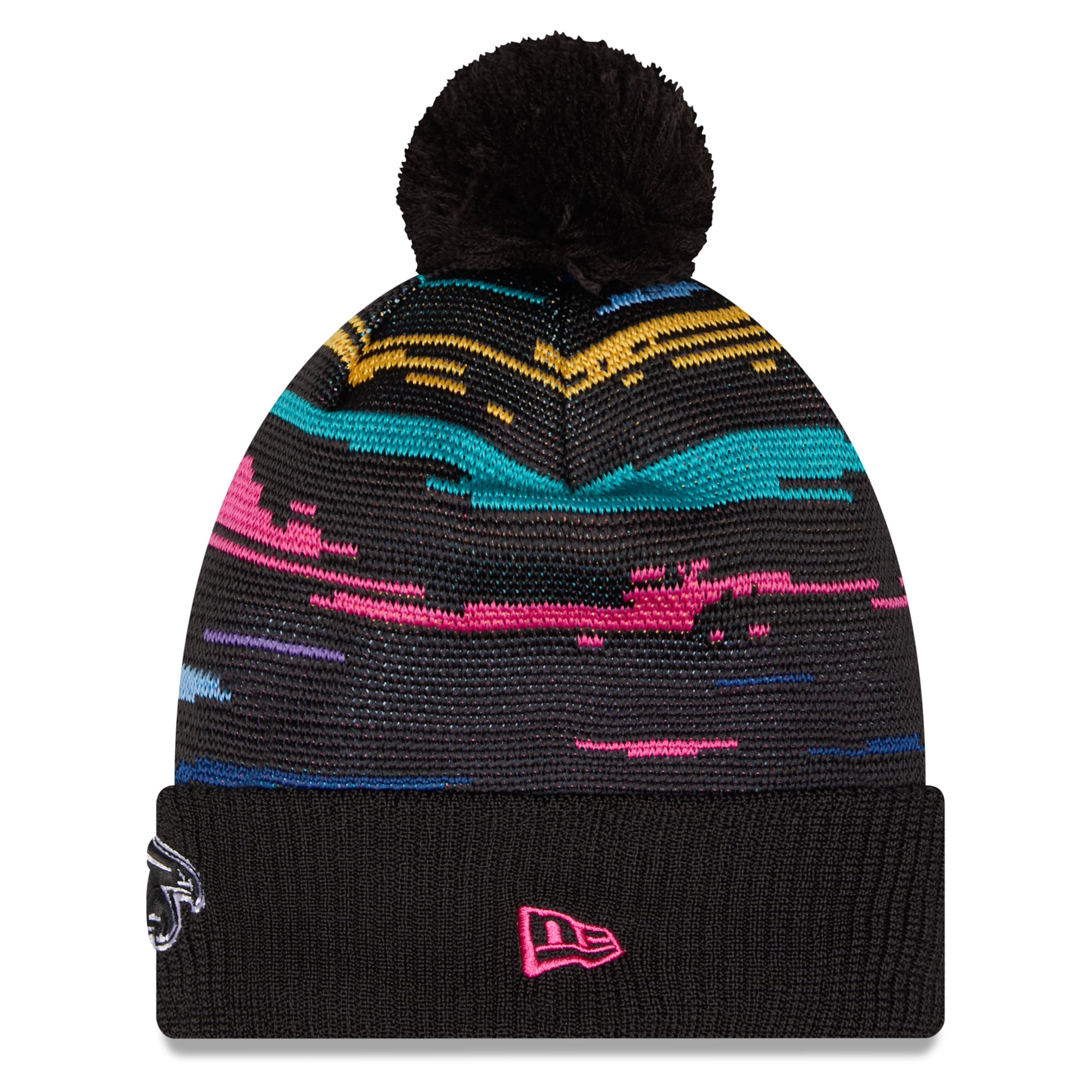 Men's New Era Black Atlanta Falcons 2026 NFL Crucial Catch Cuffed Knit Hat with Pom