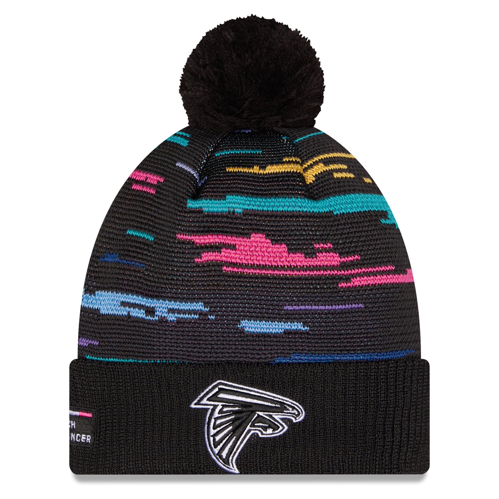 Men's New Era Black Atlanta Falcons 2026 NFL Crucial Catch Cuffed Knit Hat with Pom
