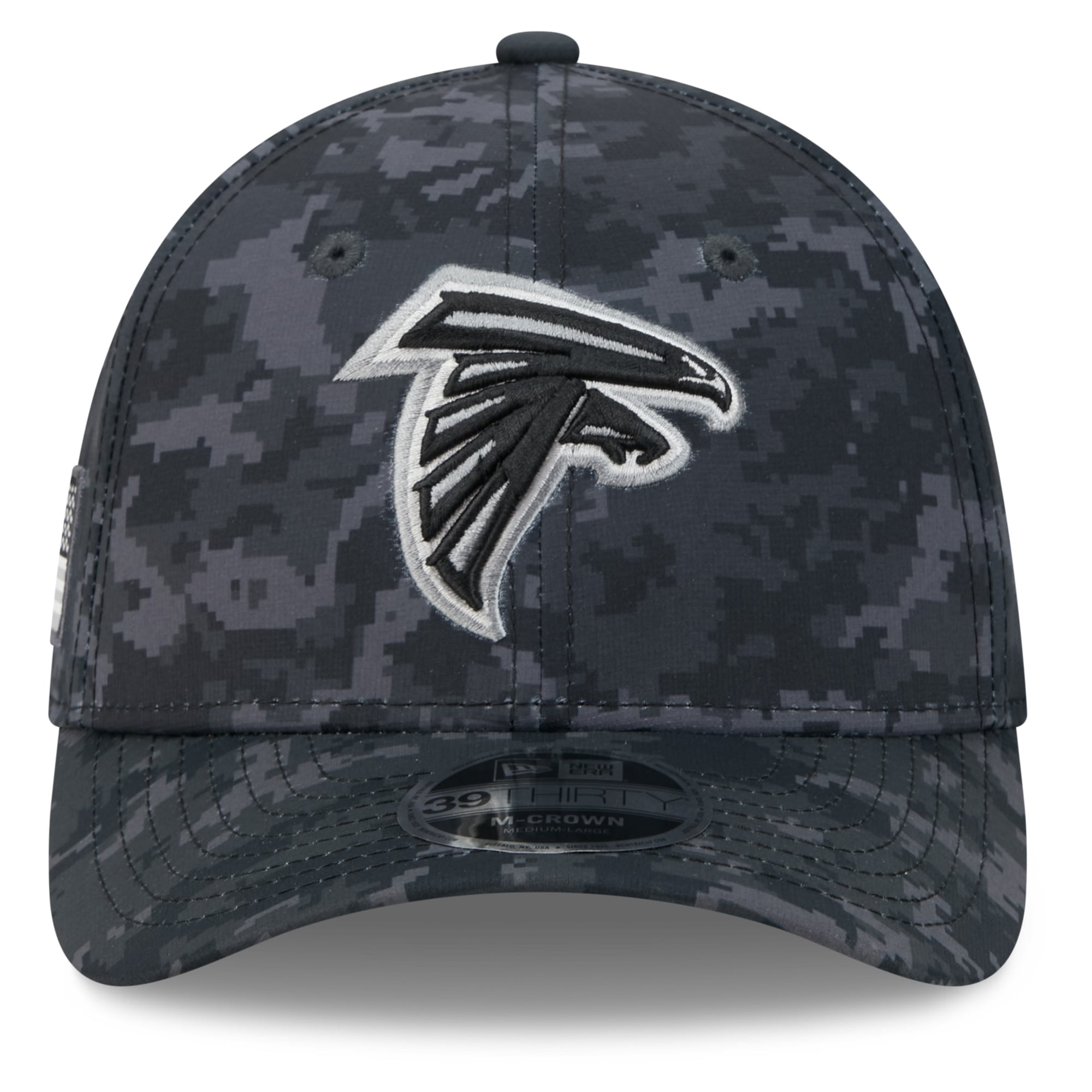 Men's New Era Black Atlanta Falcons 2026 Salute To Service 39THIRTY M-Crown Stretch Hat