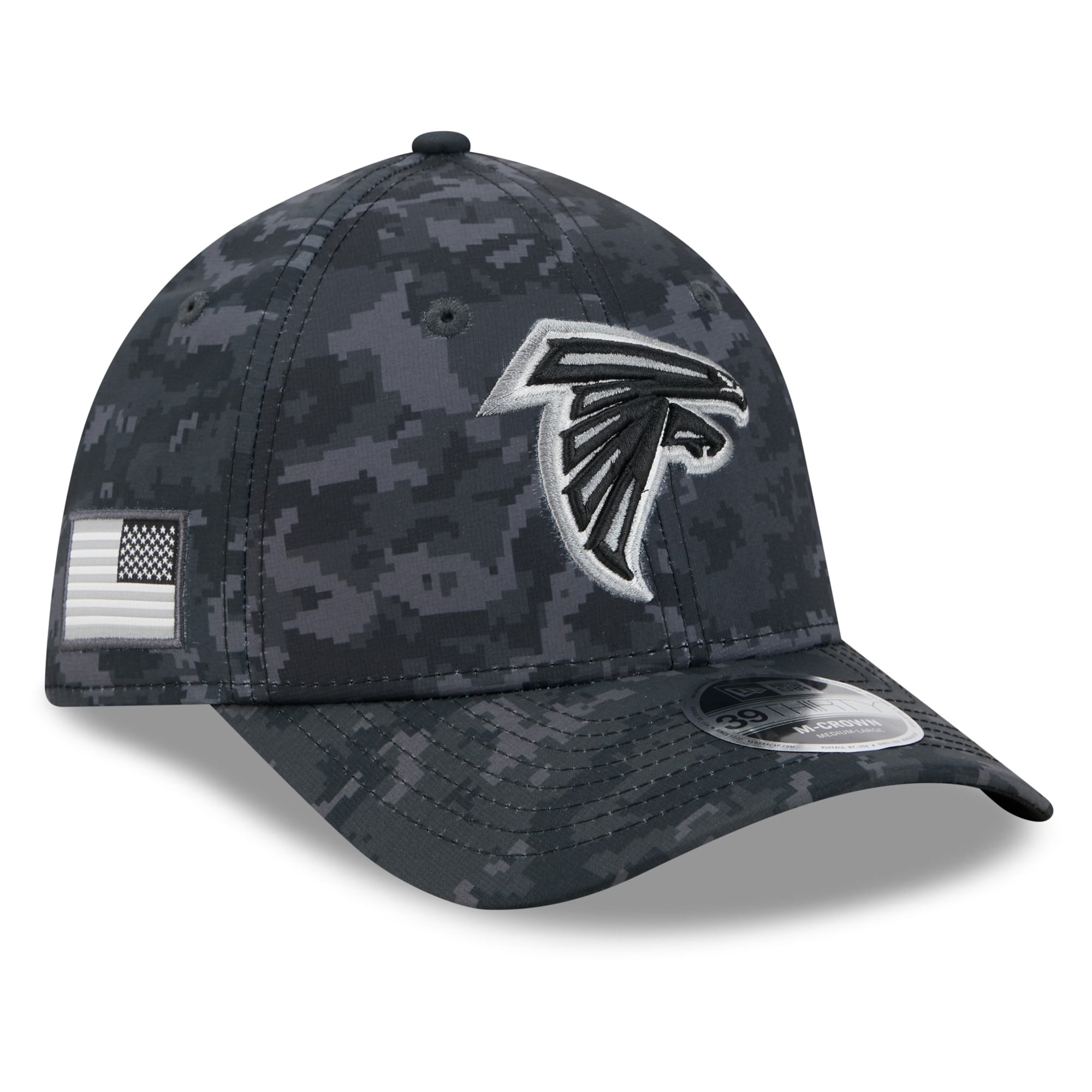 Men's New Era Black Atlanta Falcons 2026 Salute To Service 39THIRTY M-Crown Stretch Hat