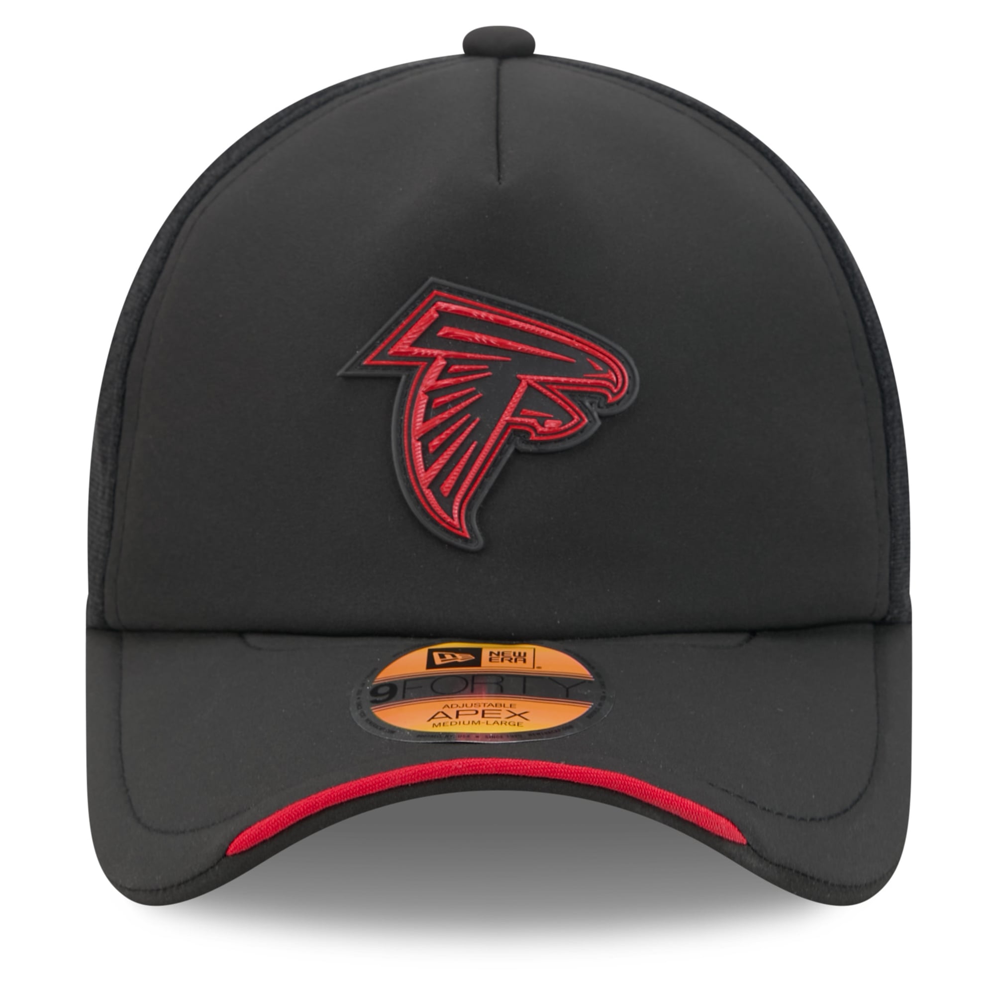 Casquette trucker ajustable New Era Atlanta Falcons 2026 Sideline Apex 9FORTY noire pour homme