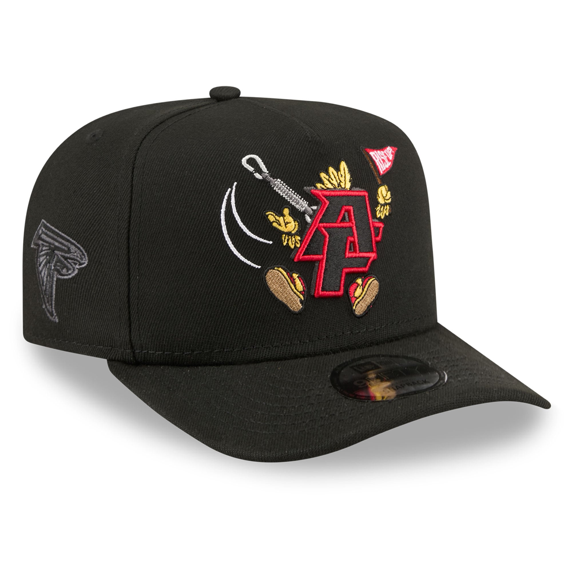 Men's New Era Black Atlanta Falcons Cartoon A-Frame 9FIFTY Snapback Hat