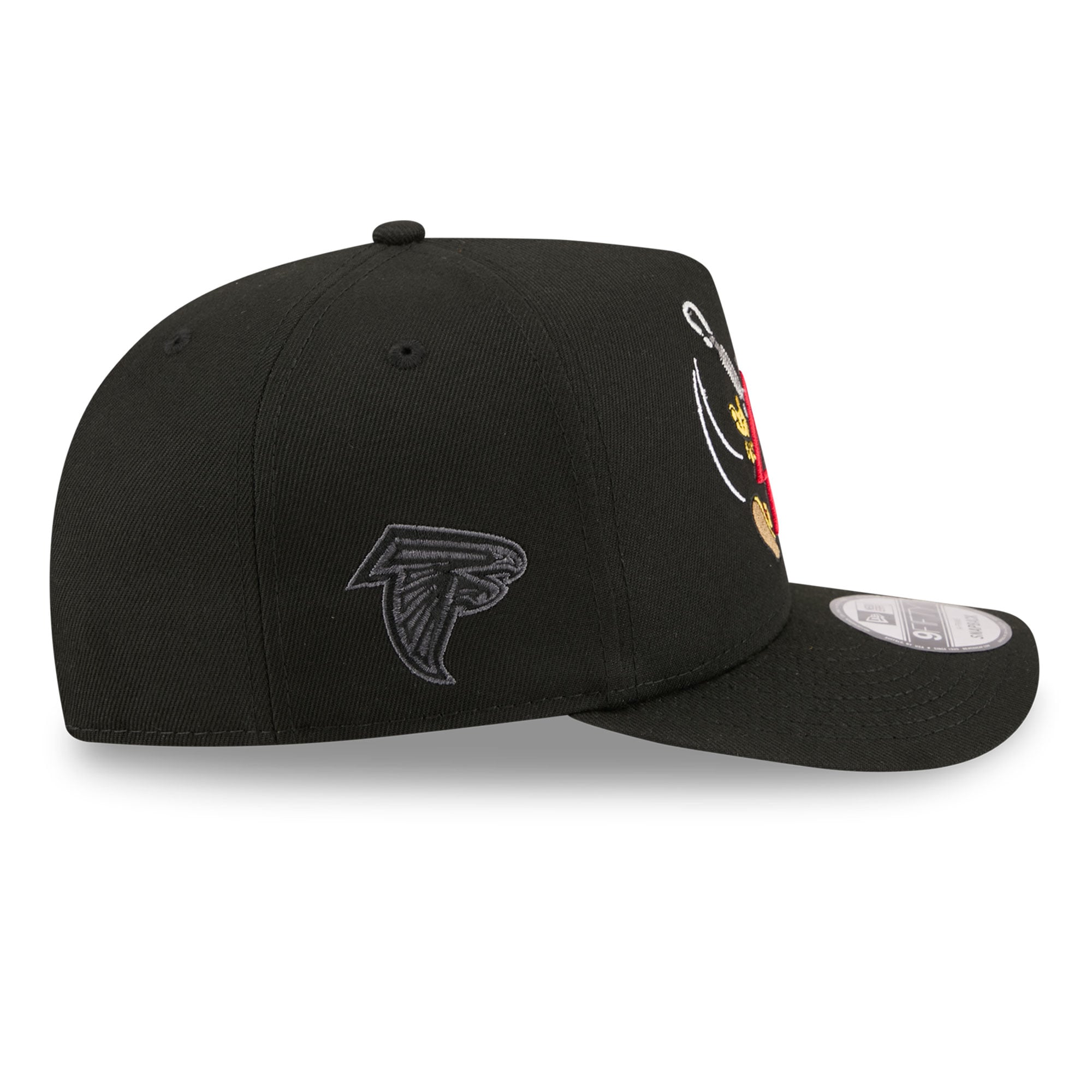 Men's New Era Black Atlanta Falcons Cartoon A-Frame 9FIFTY Snapback Hat
